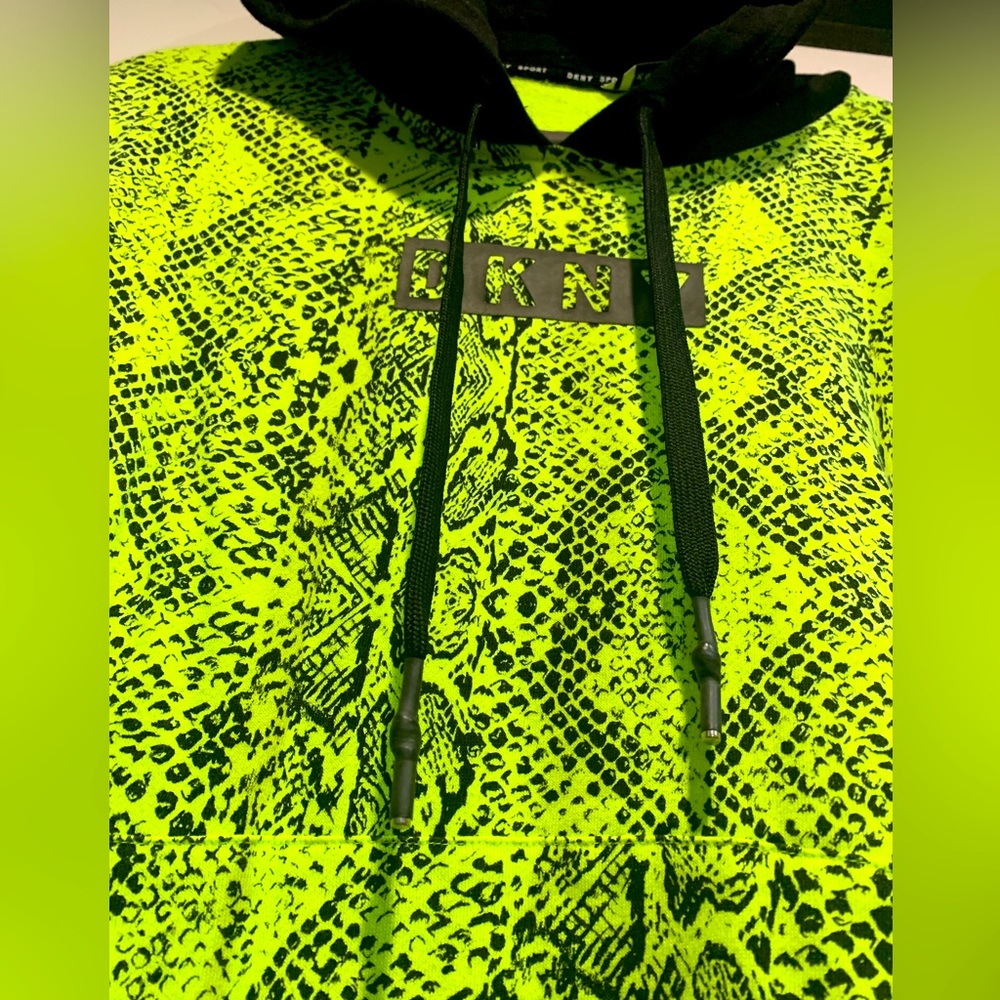 Dkny Neon Yellow & Black Snake Print Hoodie (Worn One Time)